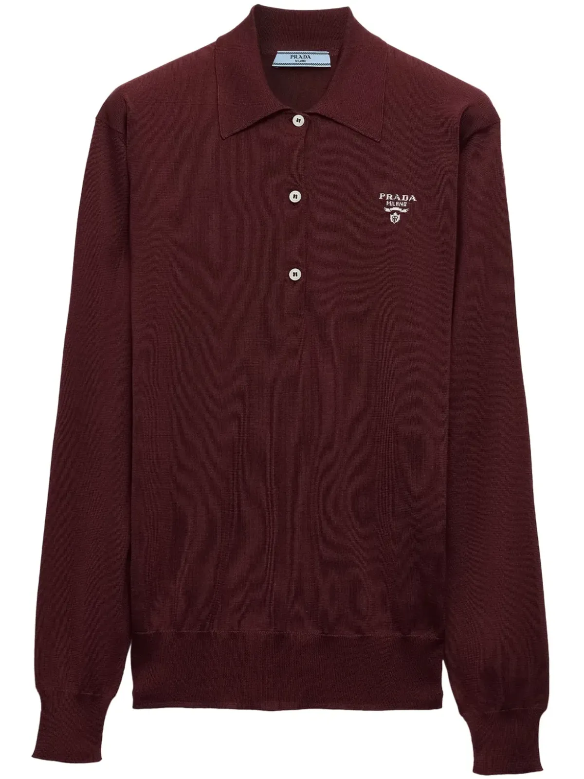 Prada 刺繍ロゴ入り シルク ポロシャツ - 画像1