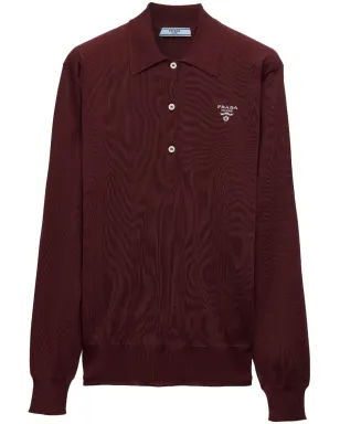 Prada 刺繍ロゴ入り シルク ポロシャツ - サムネイル1