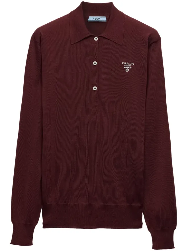 Prada Prada 刺繍ロゴ入り シルク ポロシャツの商品画像