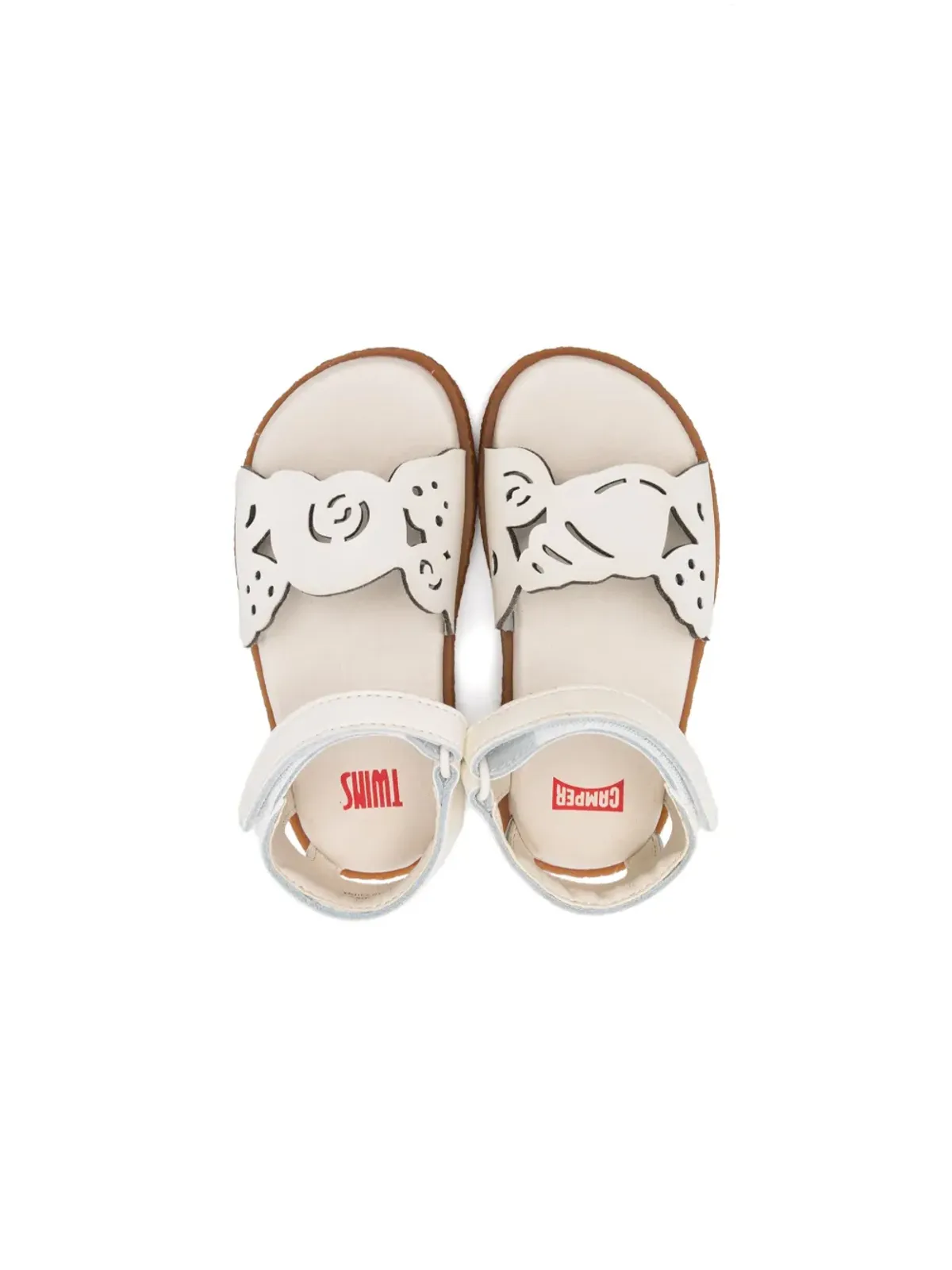 Camper Kids ツインズ レーザーカット レザー サンダル - White - 画像3
