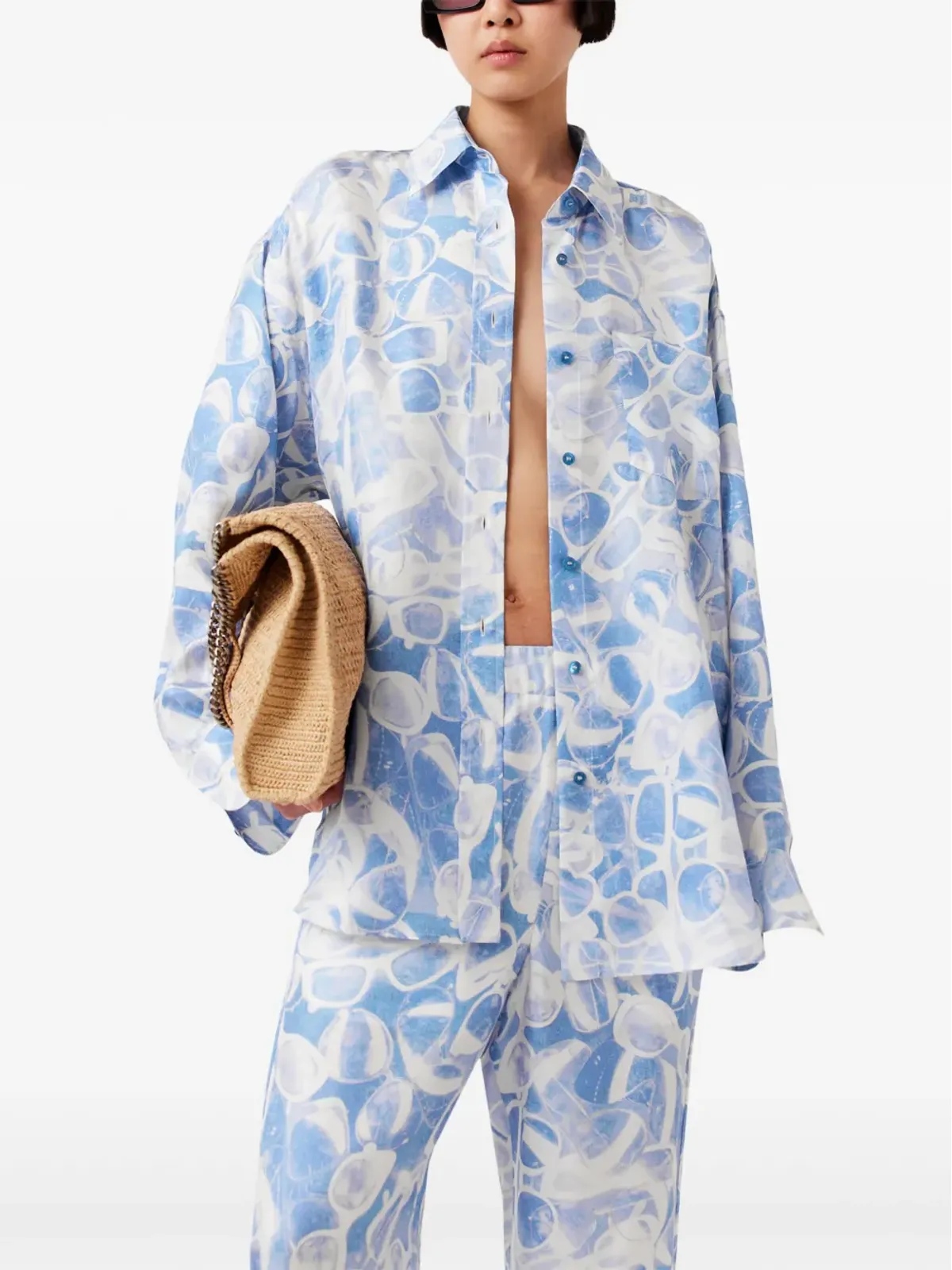Stella McCartney サングラス柄プリント シャツ - ブルー - 画像3