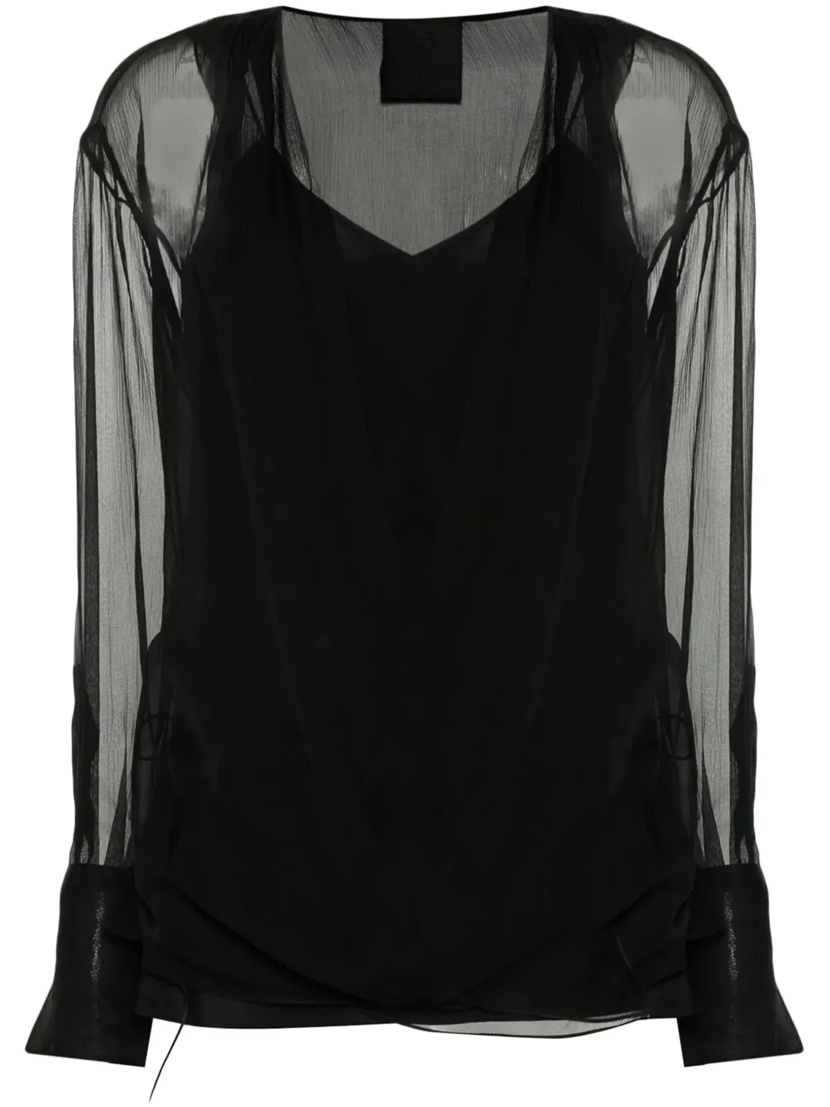 Givenchy 長袖シルク ラップ ブラウス - ブラック - 画像1