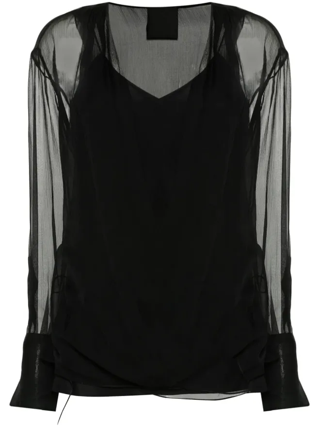 Givenchy Givenchy 長袖シルク ラップ ブラウス - ブラックの商品画像