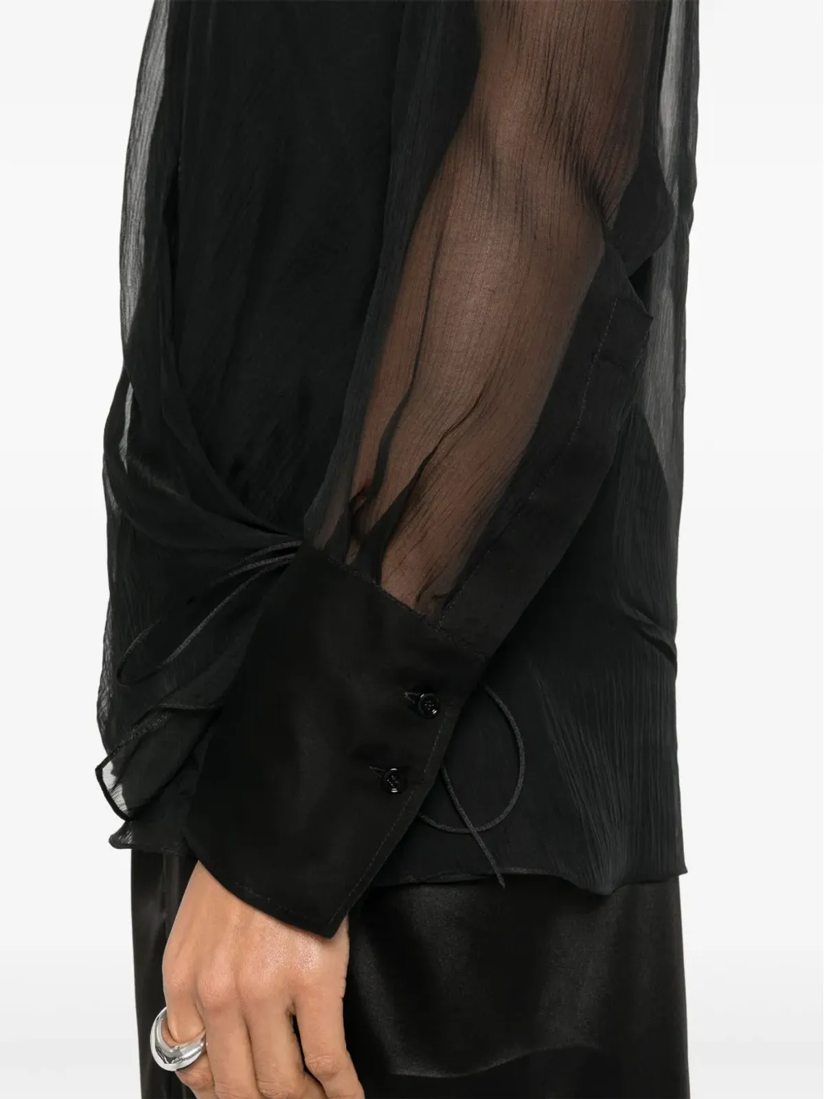 Givenchy 長袖シルク ラップ ブラウス - ブラック - 画像5