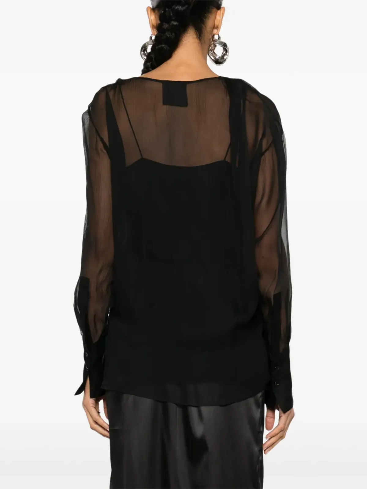 Givenchy 長袖シルク ラップ ブラウス - ブラック - 画像4
