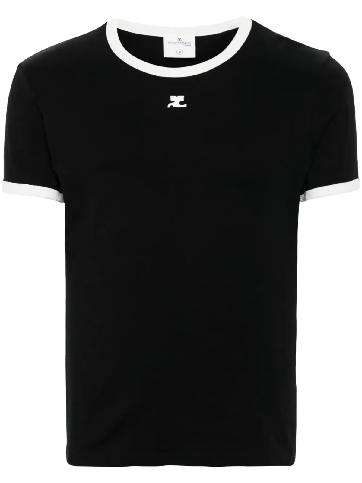 Courrèges コントラストコットンTシャツ ブラック - 画像1