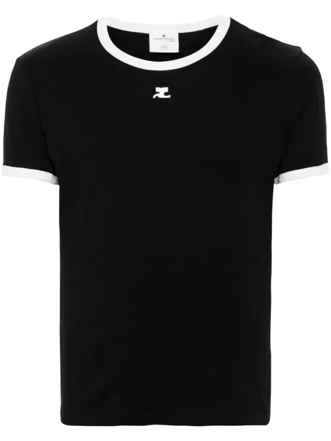Courrèges Courrèges コントラストコットンTシャツ ブラックの商品画像