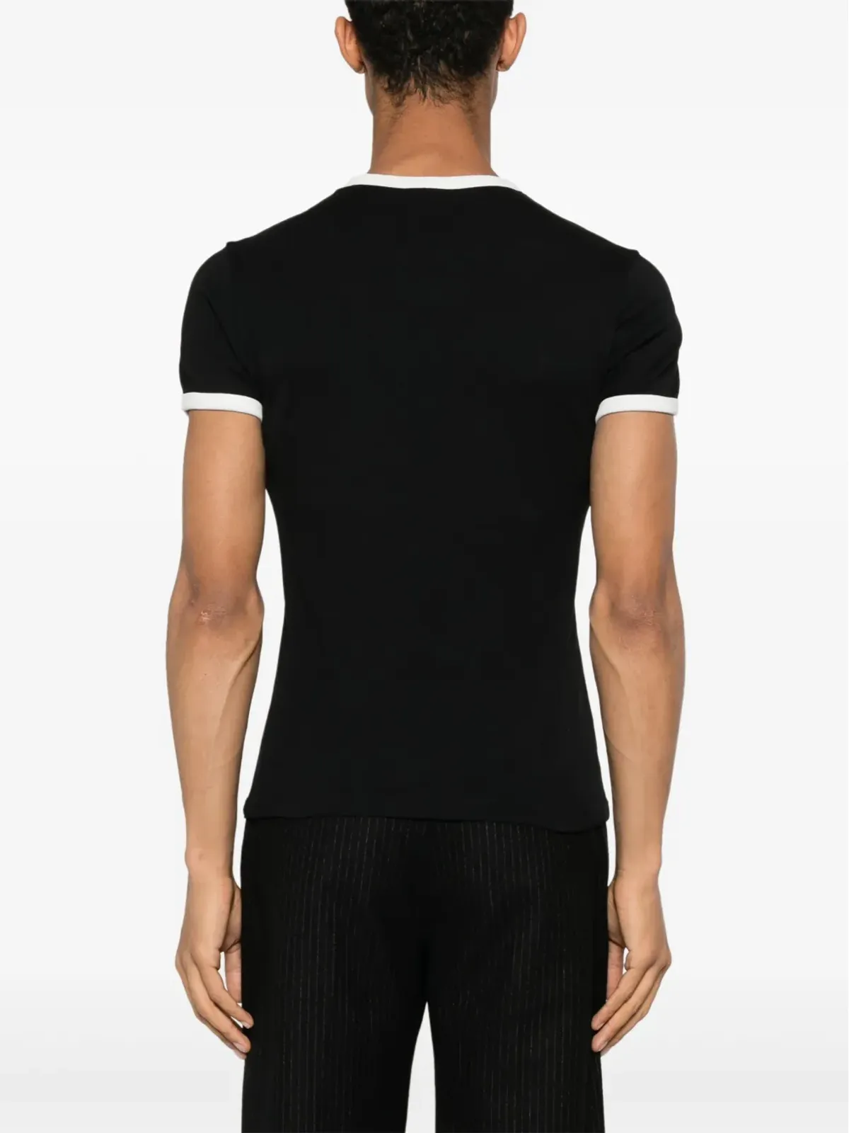 Courrèges コントラストコットンTシャツ ブラック - 画像4