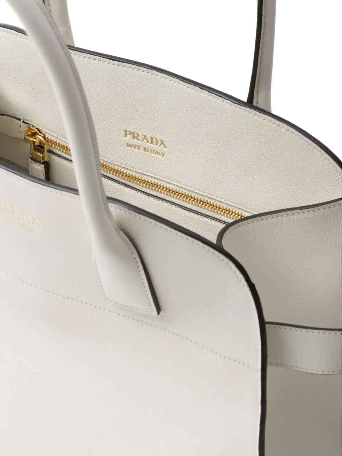 Prada ミディアム ロゴスタンプ レザー トートバッグ - ホワイト - 画像5