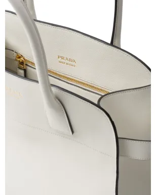 Prada ミディアム ロゴスタンプ レザー トートバッグ - ホワイト - サムネイル5
