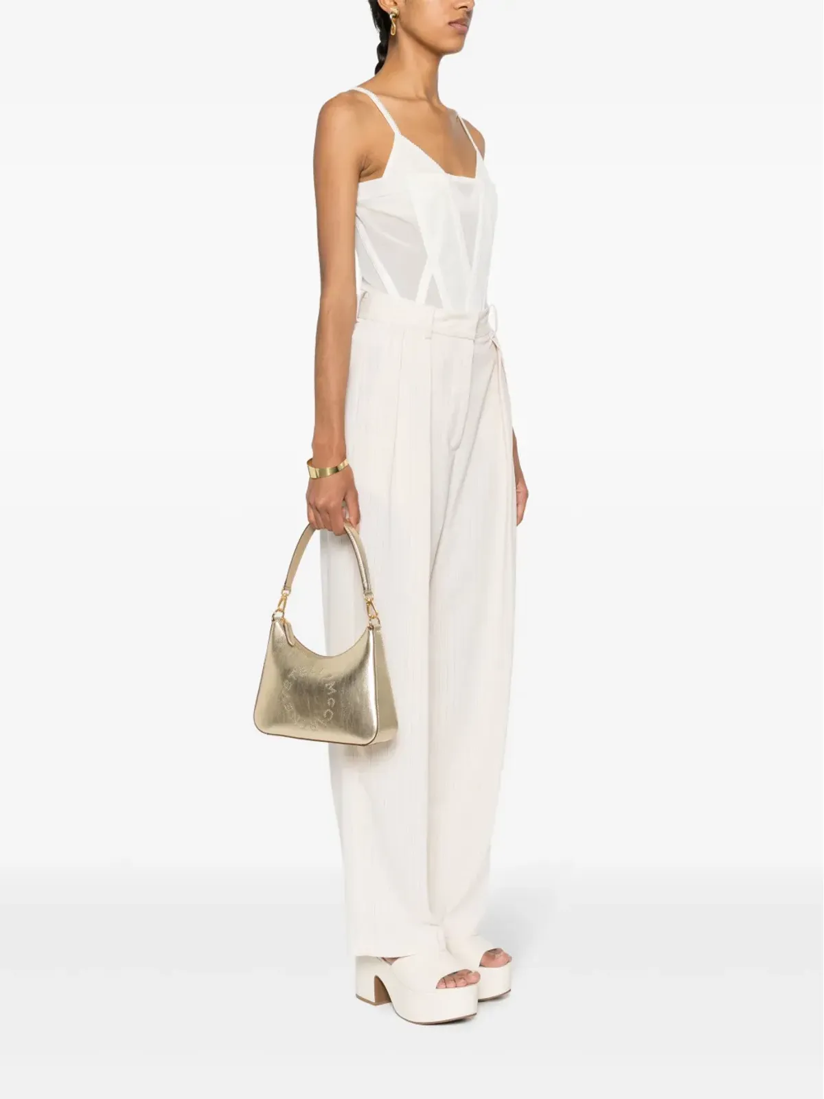 Stella McCartney スタッズロゴ メタリック ショルダーバッグ - Gold - 画像2