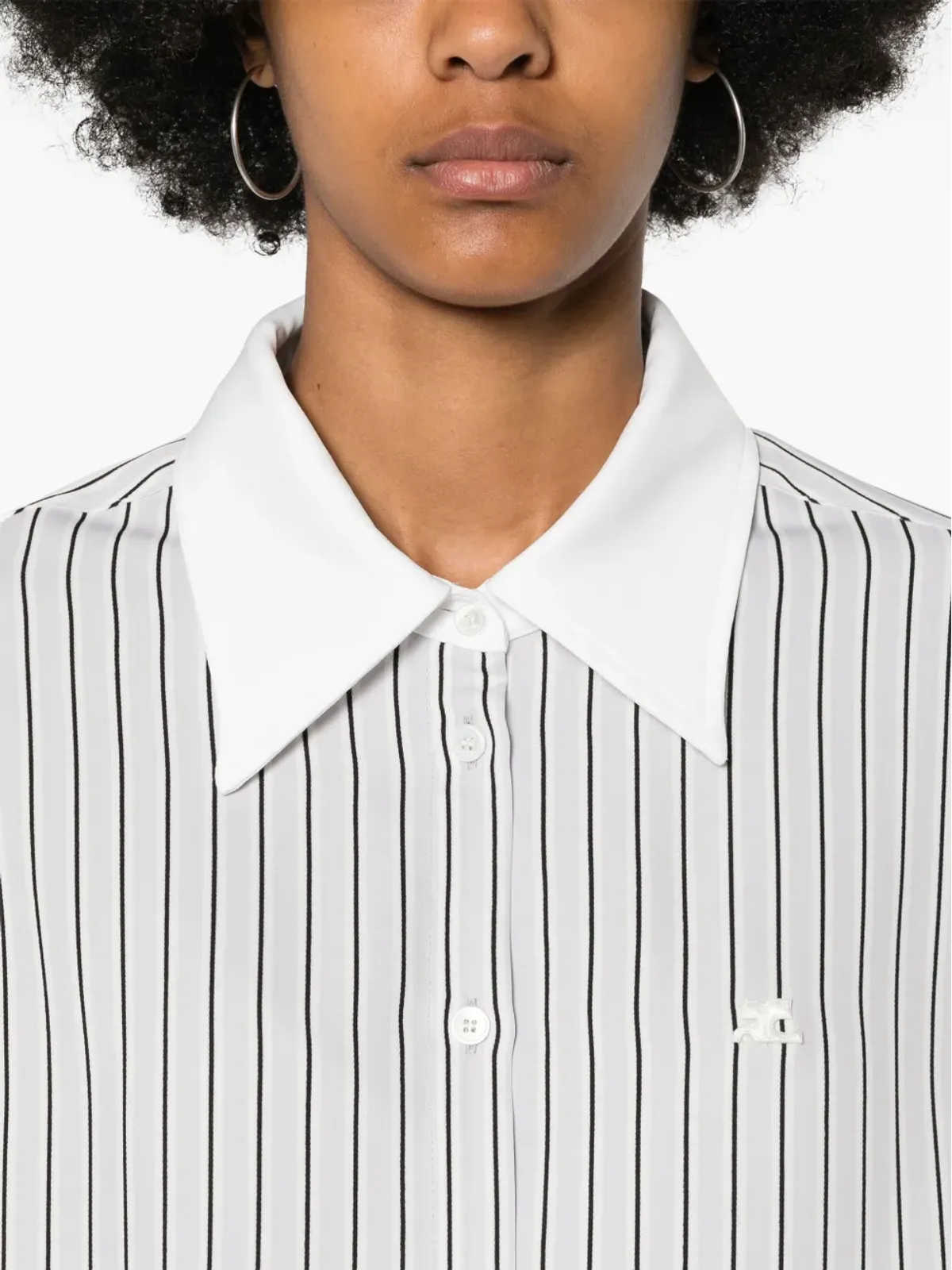Courrèges ロゴパッチストライプシャツ - ブラック - 画像5
