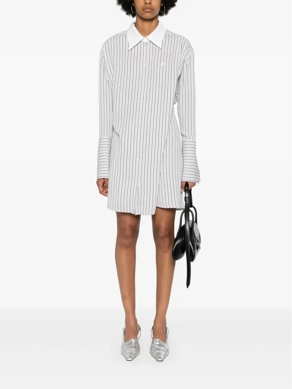 Courrèges ロゴパッチストライプシャツ - ブラック - 画像2