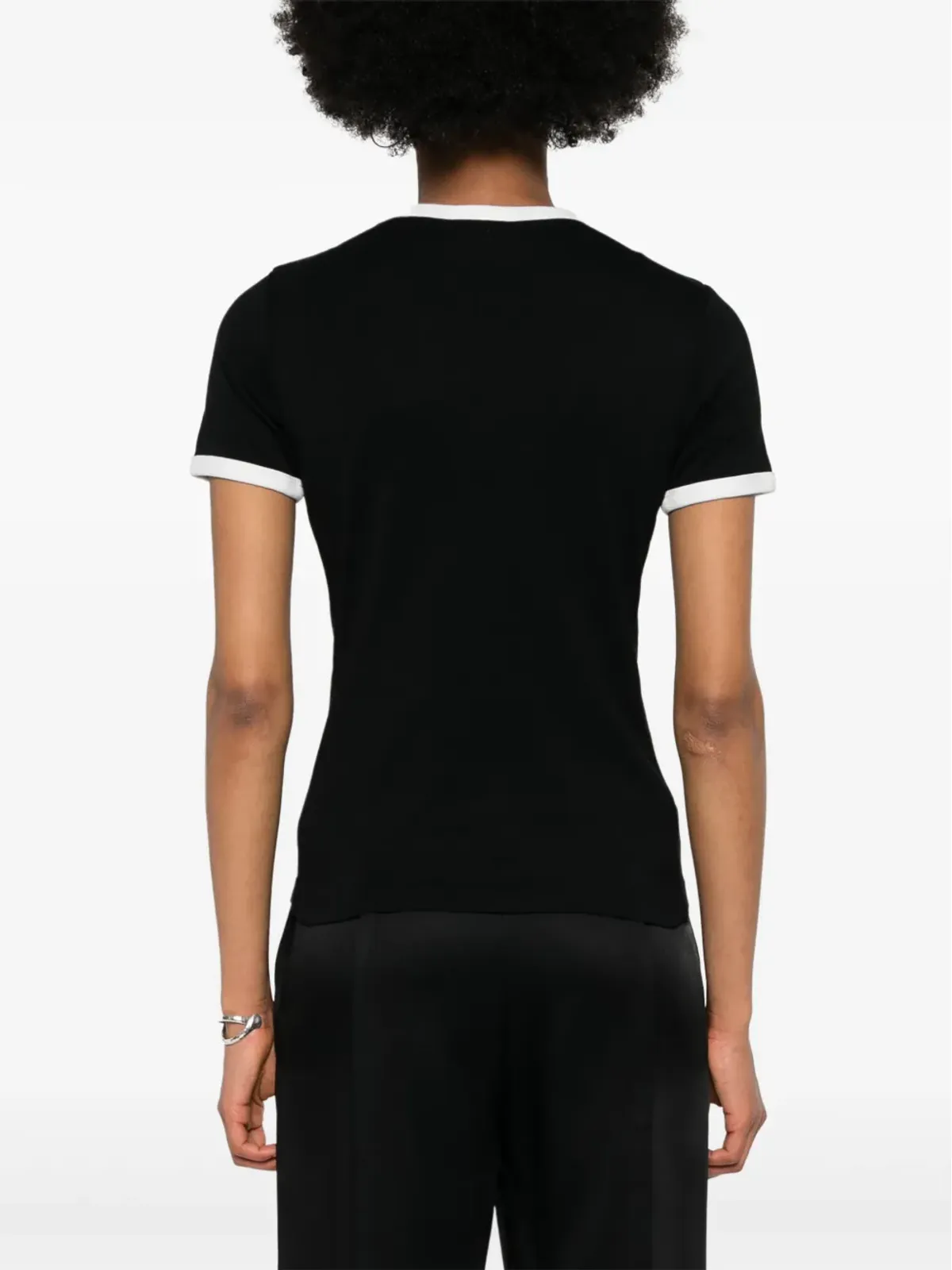 Courrèges ロゴパッチ・コントラストトリム Tシャツ - ブラック - 画像4