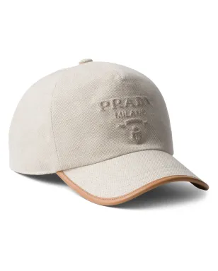 Prada ロゴエンボス キャップ - ベージュ - サムネイル1