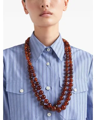 Prada ストライプ柄のシャンブレー シャツドレス ブルー - サムネイル5