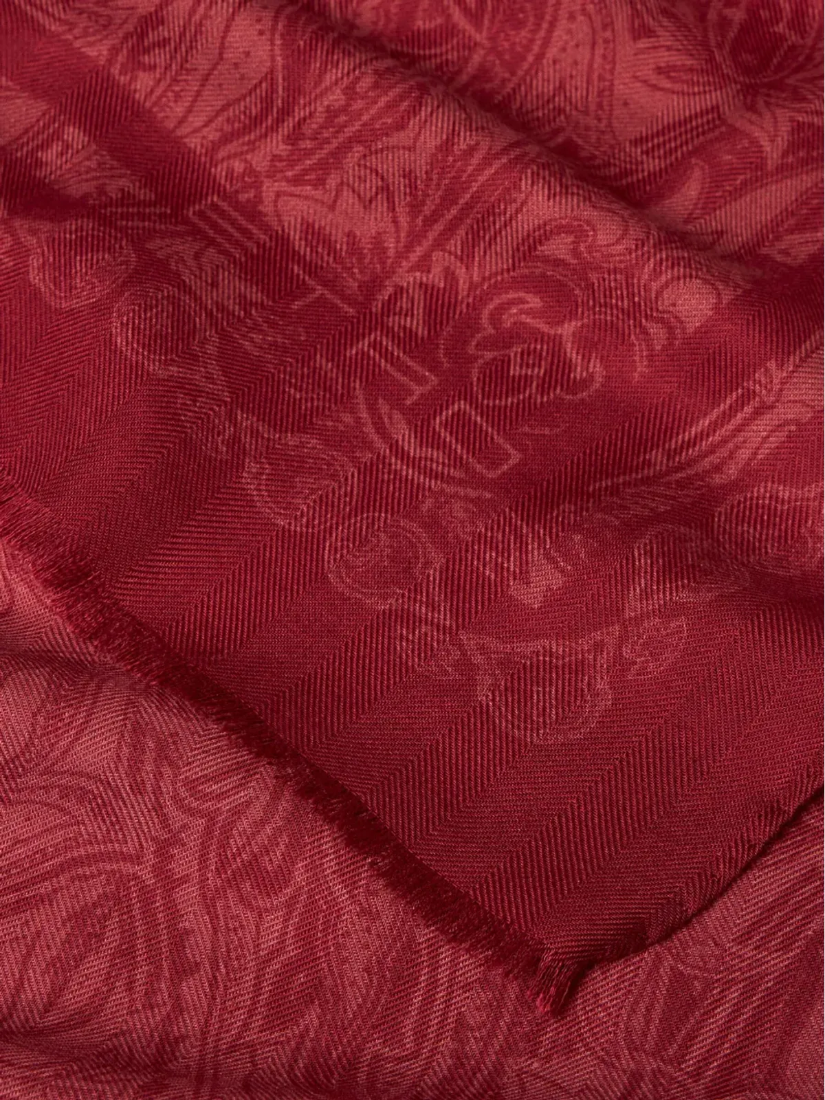 ETRO フリンジ付き ペイズリープリント スカーフ - レッド - 画像3