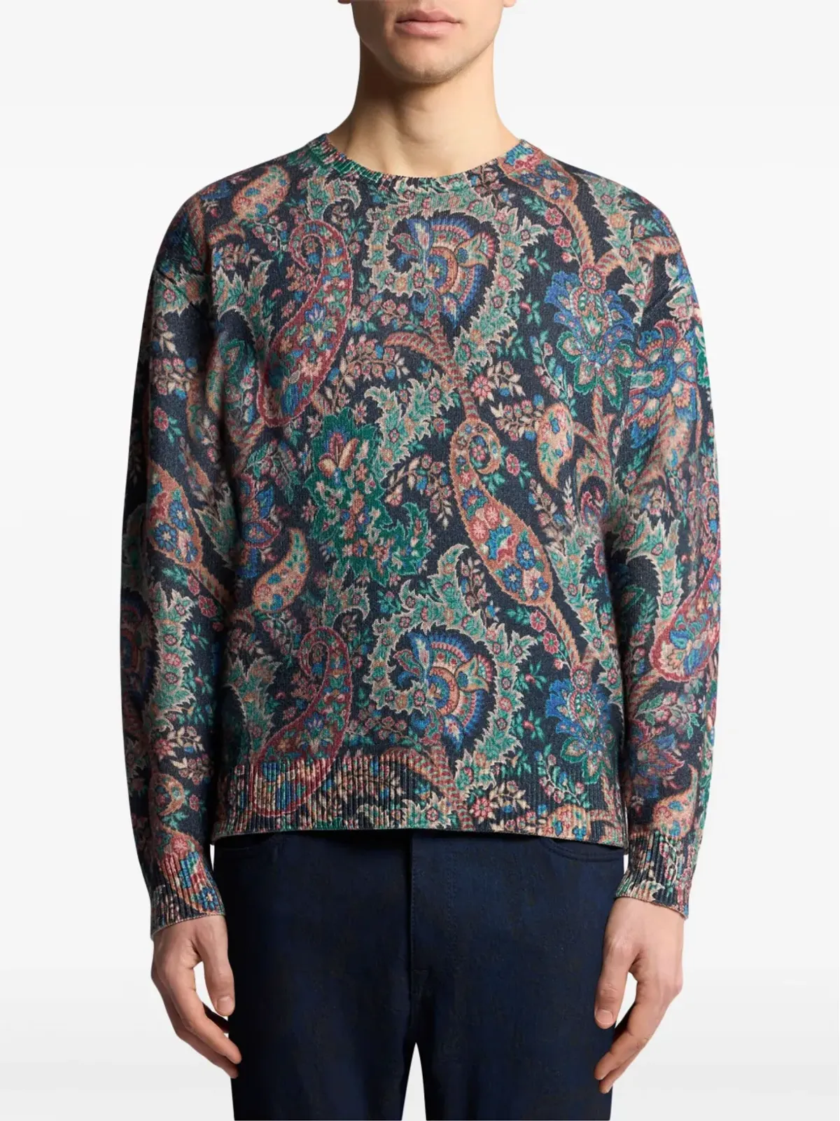 ETRO フローラル柄インターシャニットセーター - 画像3