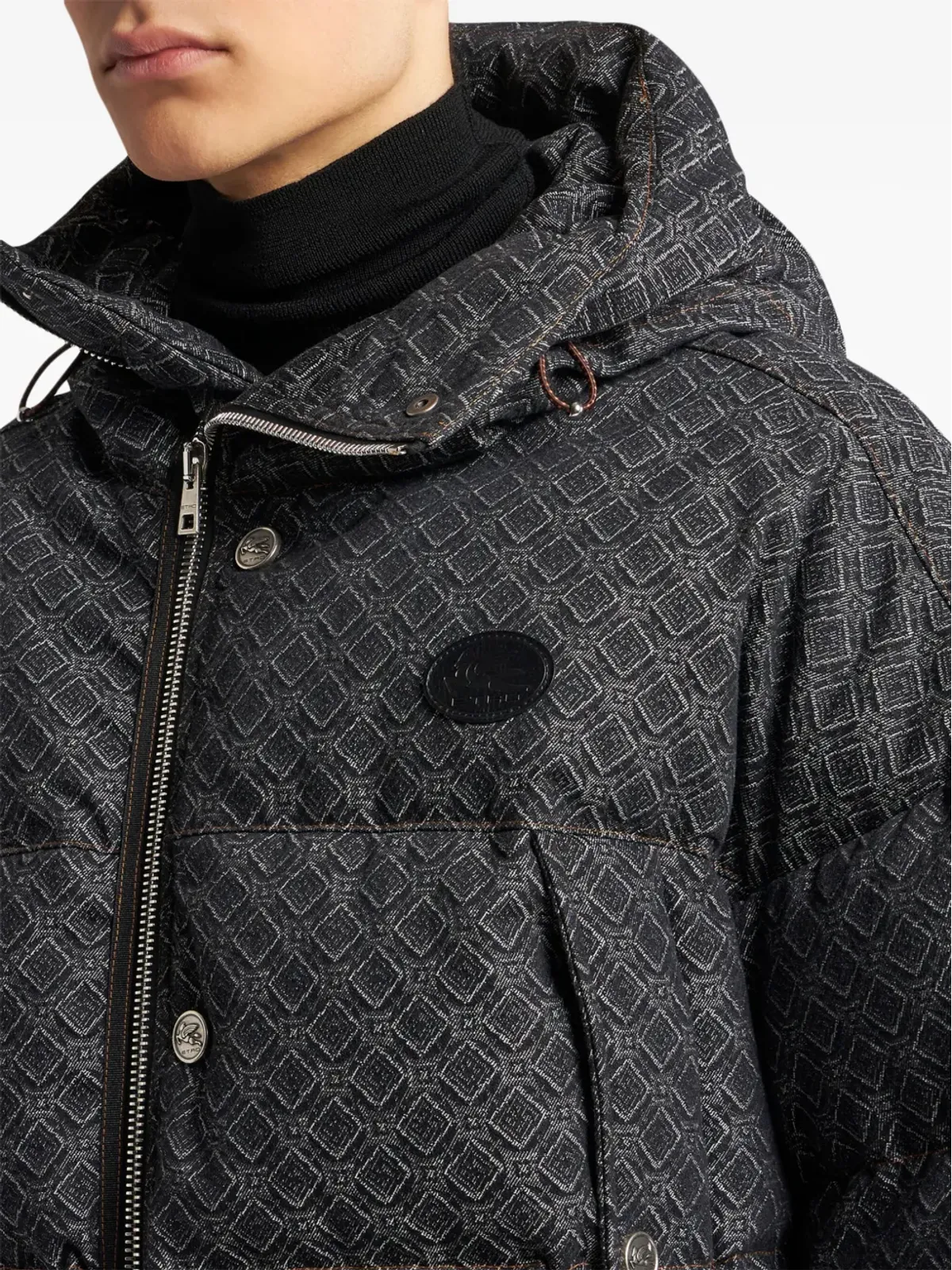 ETRO ジャカードデニム ダウンジャケット - ブラック - 画像4