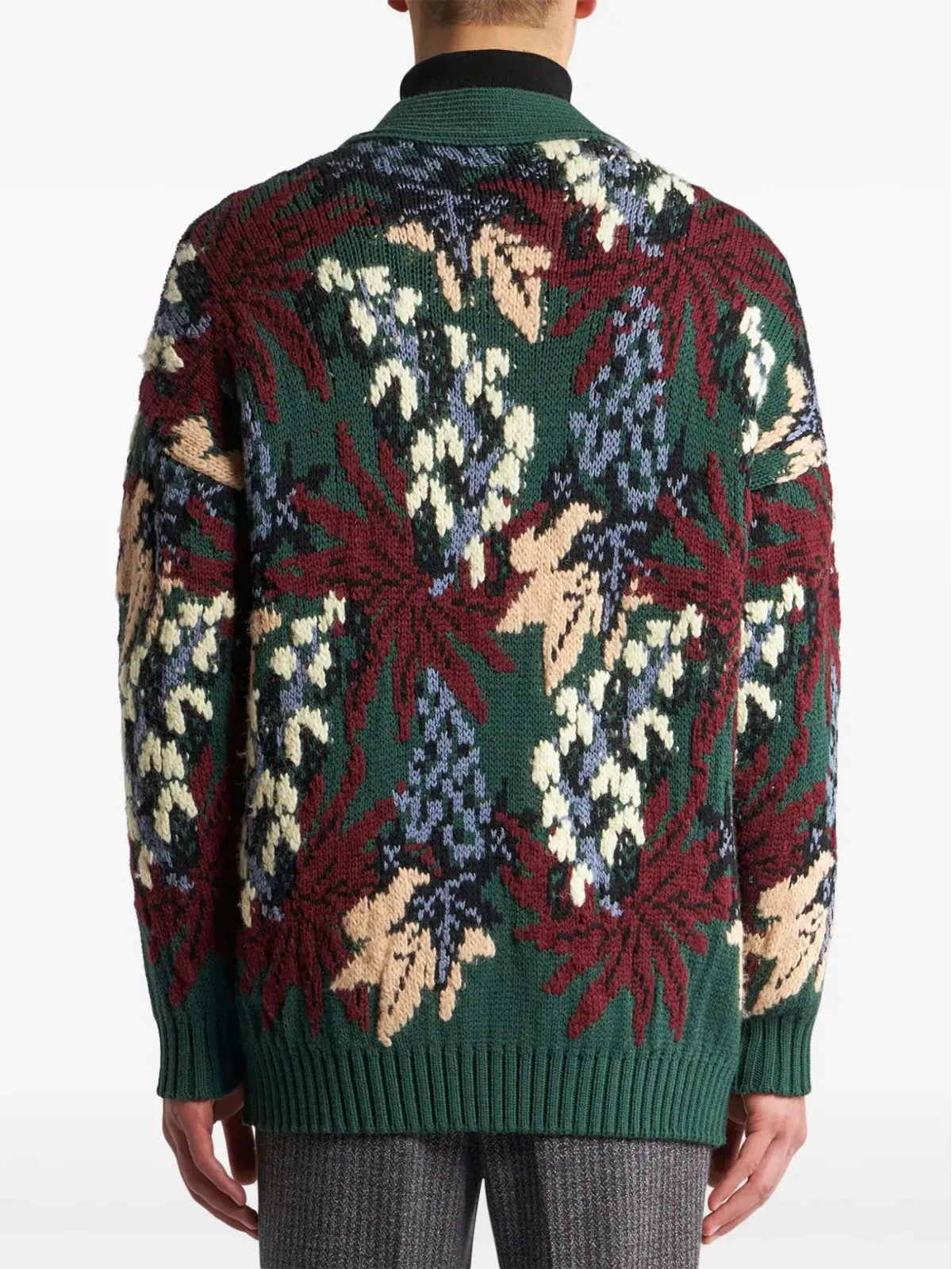 ETRO Vネック ジャカード カーディガン - グリーン - 画像4