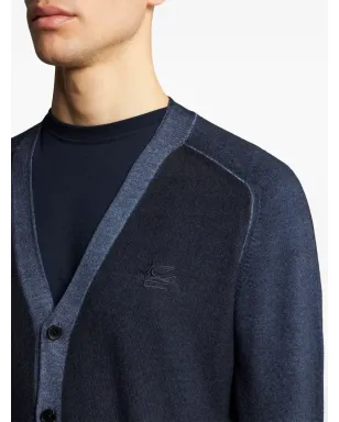 ETRO ペガソ刺繍入りウールカーディガン ブルー - サムネイル4