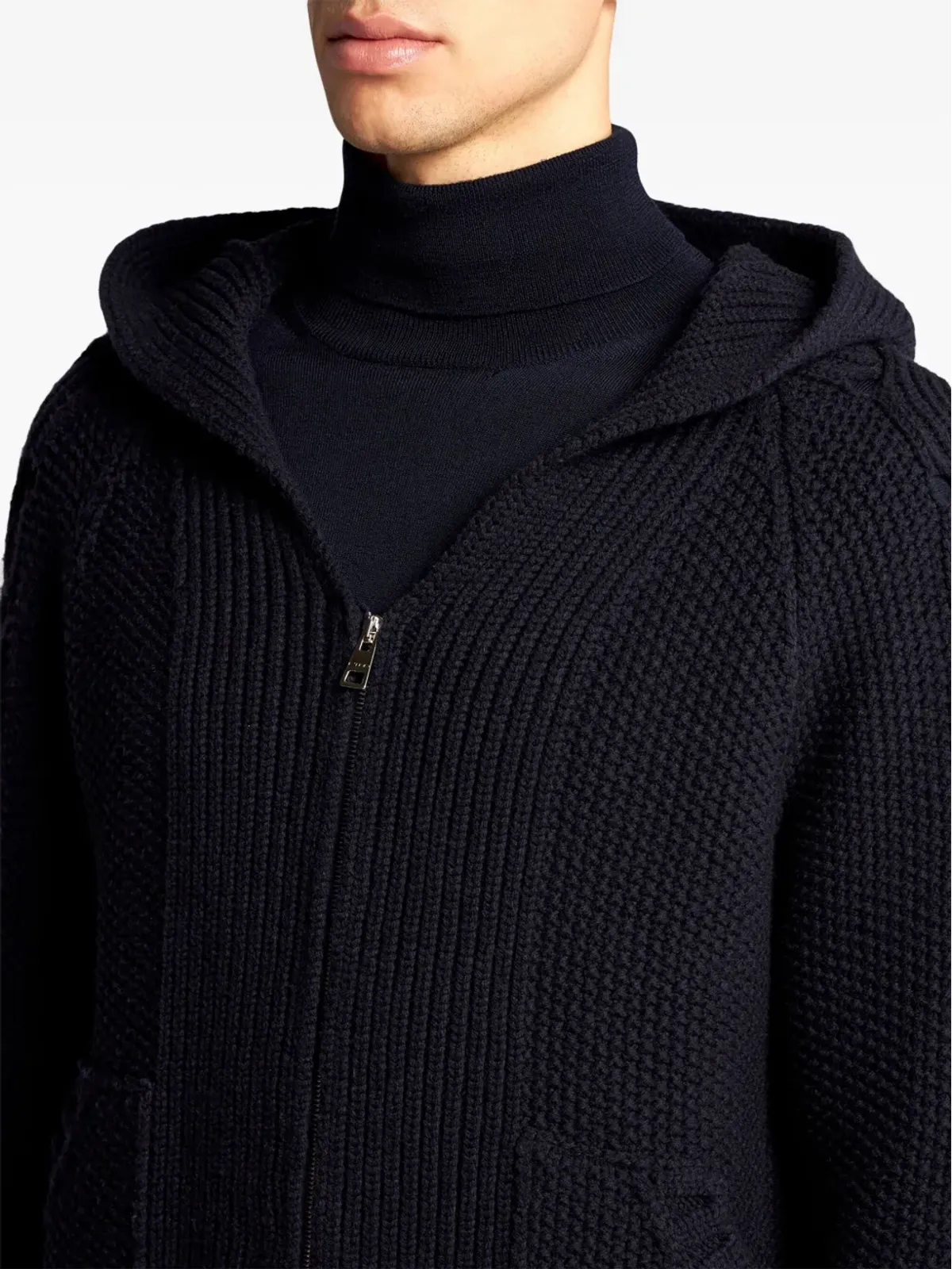ETRO ケーブルニット ジップアップ フーディ - ブルー - 画像5