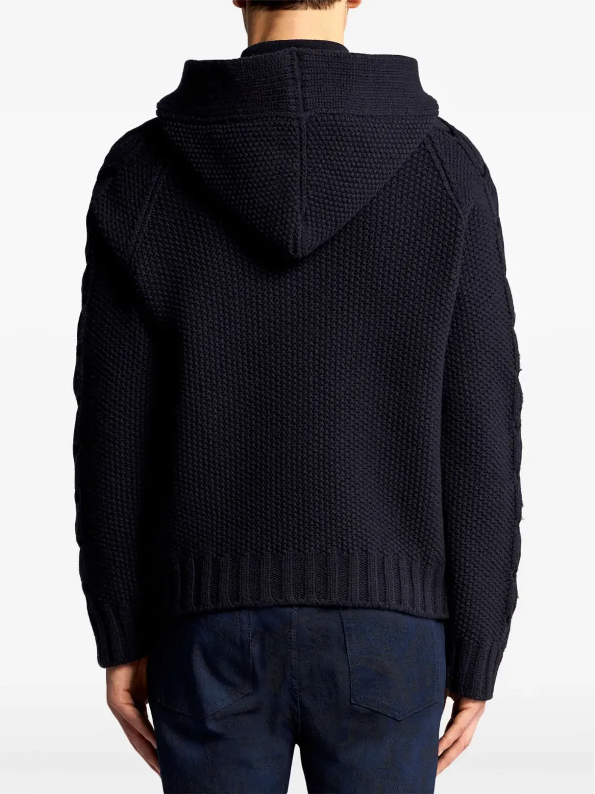ETRO ケーブルニット ジップアップ フーディ - ブルー - 画像4