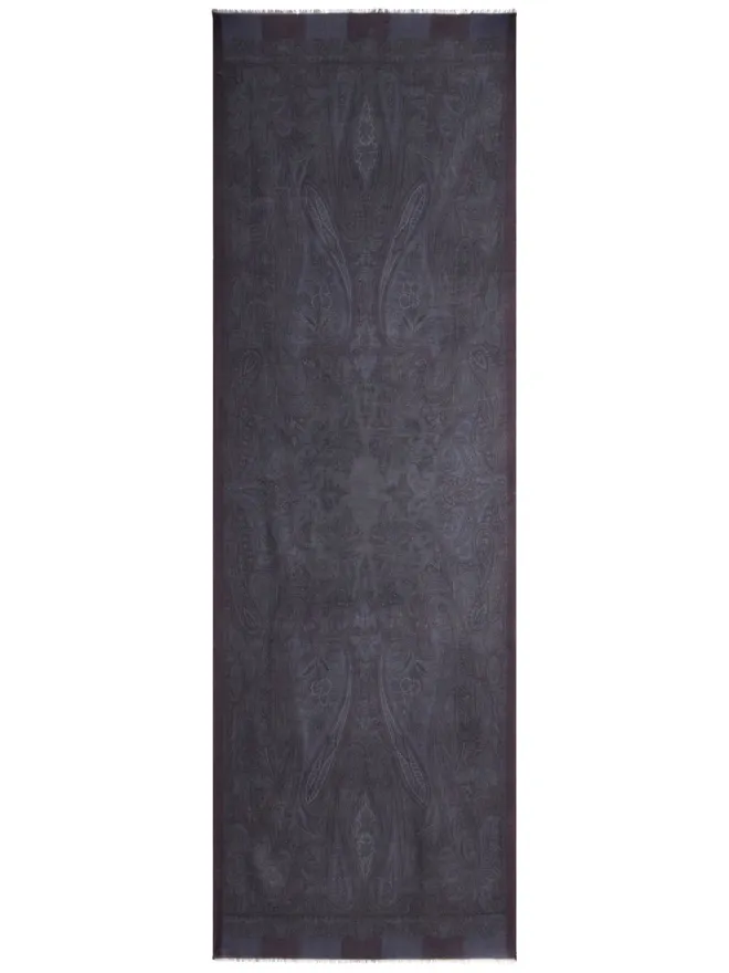 ETRO ETRO ほつれたペイズリージャカード スカーフ - ブルーの商品画像
