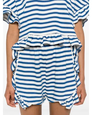 Ioana Ciolacu Striped Peony ruffled shorts - White - サムネイル5