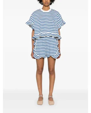 Ioana Ciolacu Striped Peony ruffled shorts - White - サムネイル2