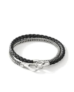 John Hardy スターリングシルバーとレザーのラップブレスレット - サムネイル1