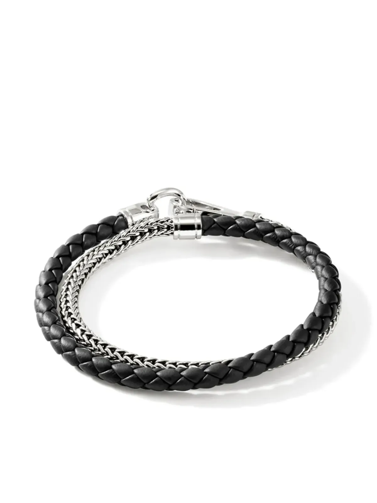 John Hardy スターリングシルバーとレザーのラップブレスレット - 画像4