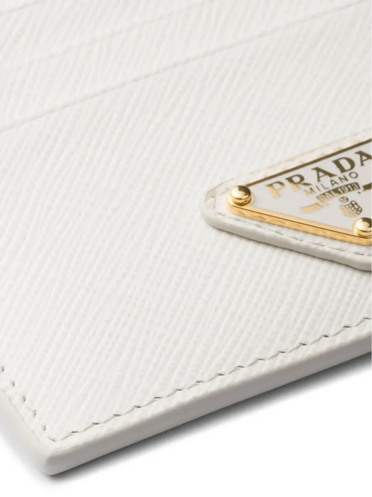 Prada トライアングルロゴ レザー カードホルダー ホワイト - 画像3