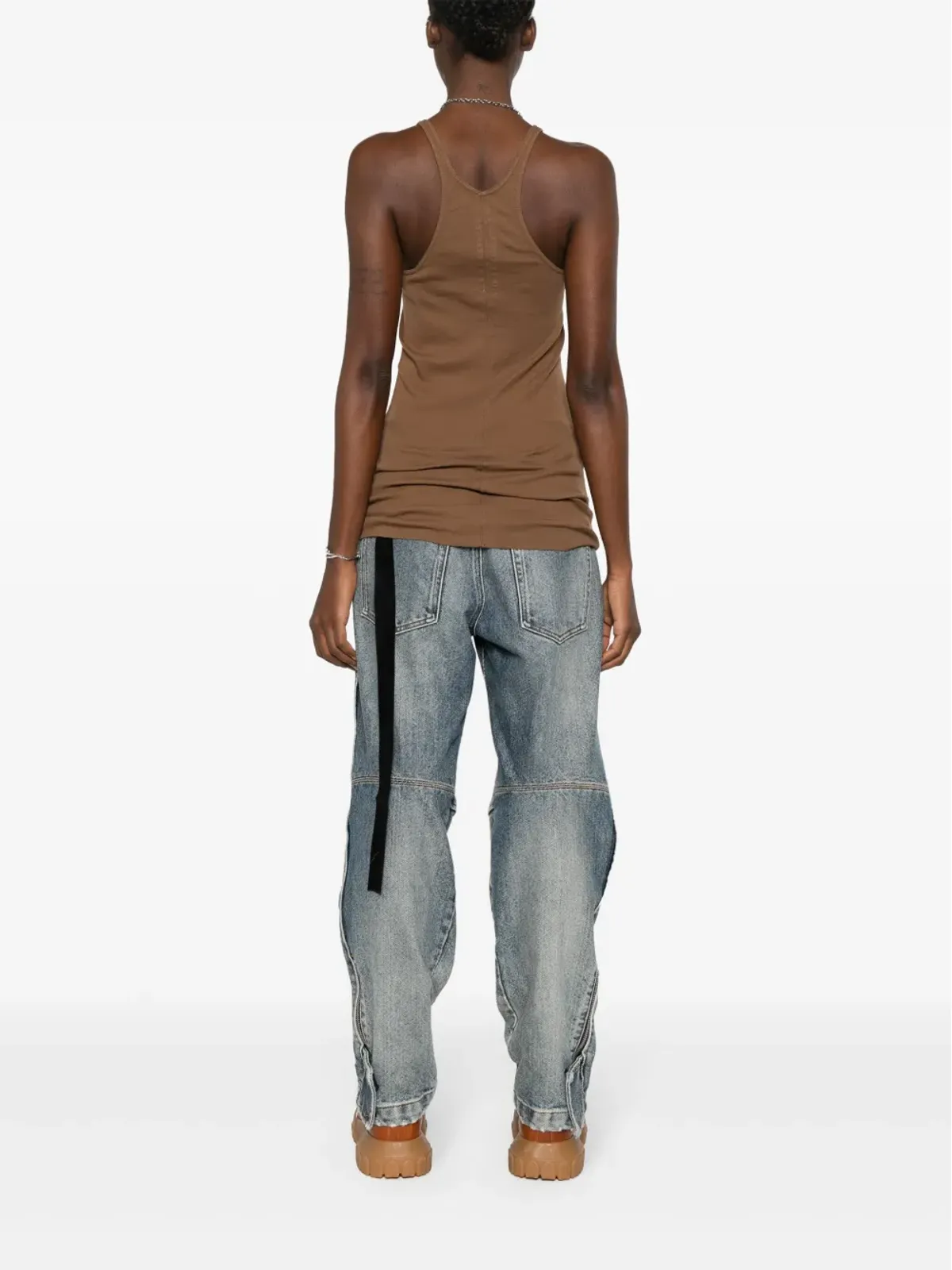 Rick Owens DRKSHDW レーサーバック オーガニックコットン タンクトップ ブラウン - 画像4