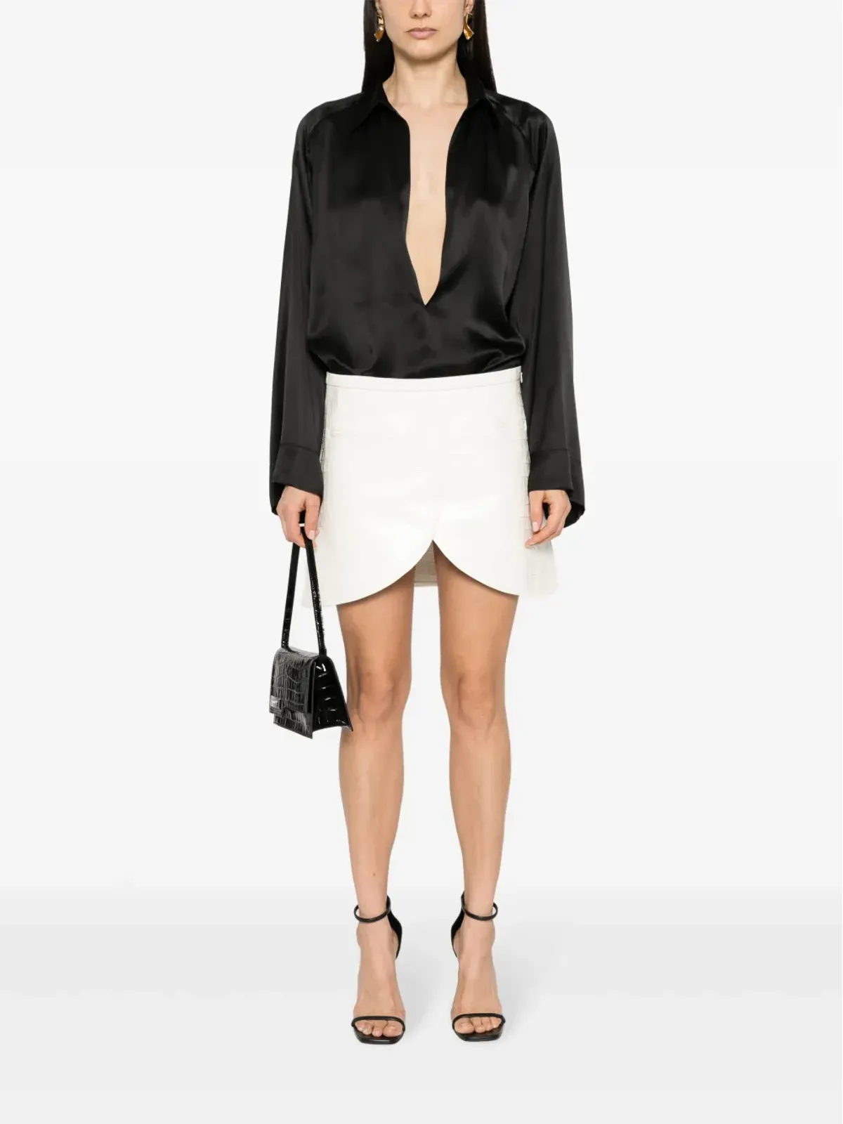 Courrèges Ellipse crocodile-effect leather mini skirt - 画像2