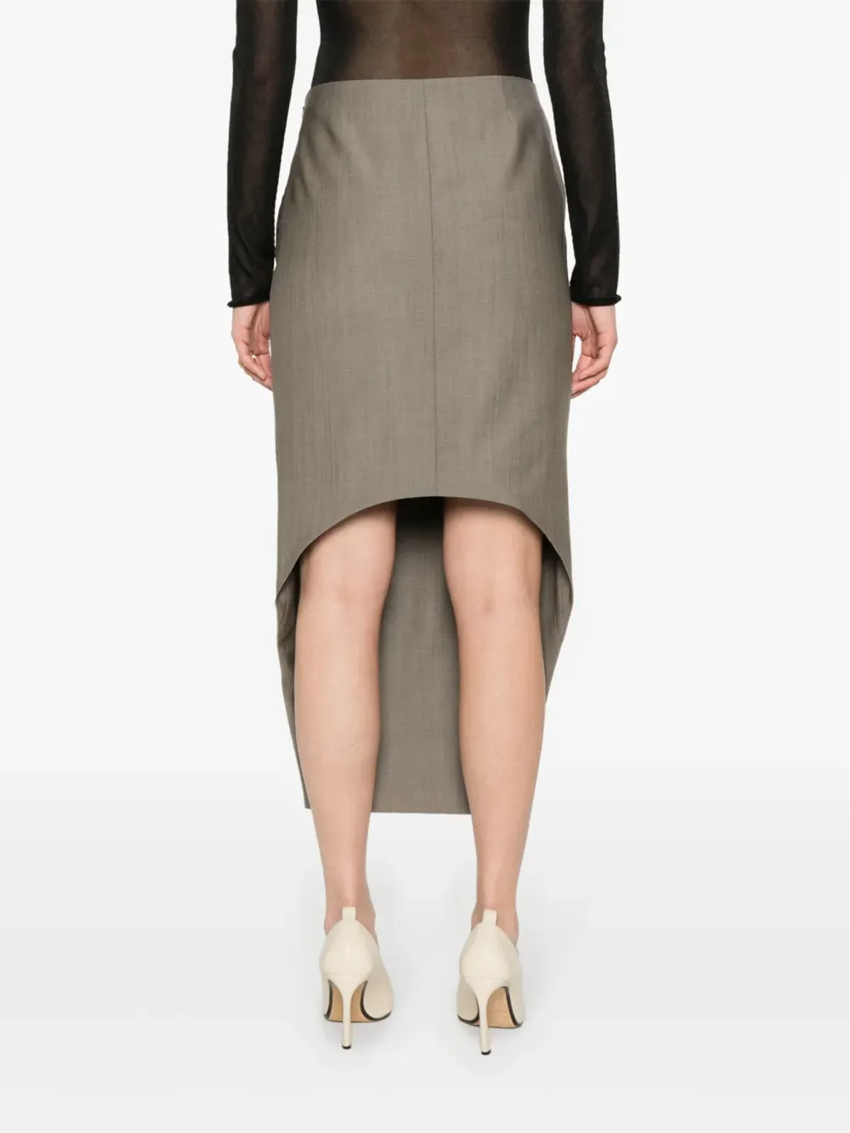 Givenchy ハイロー ヘム ウールスカート - ニュートラル - 画像4