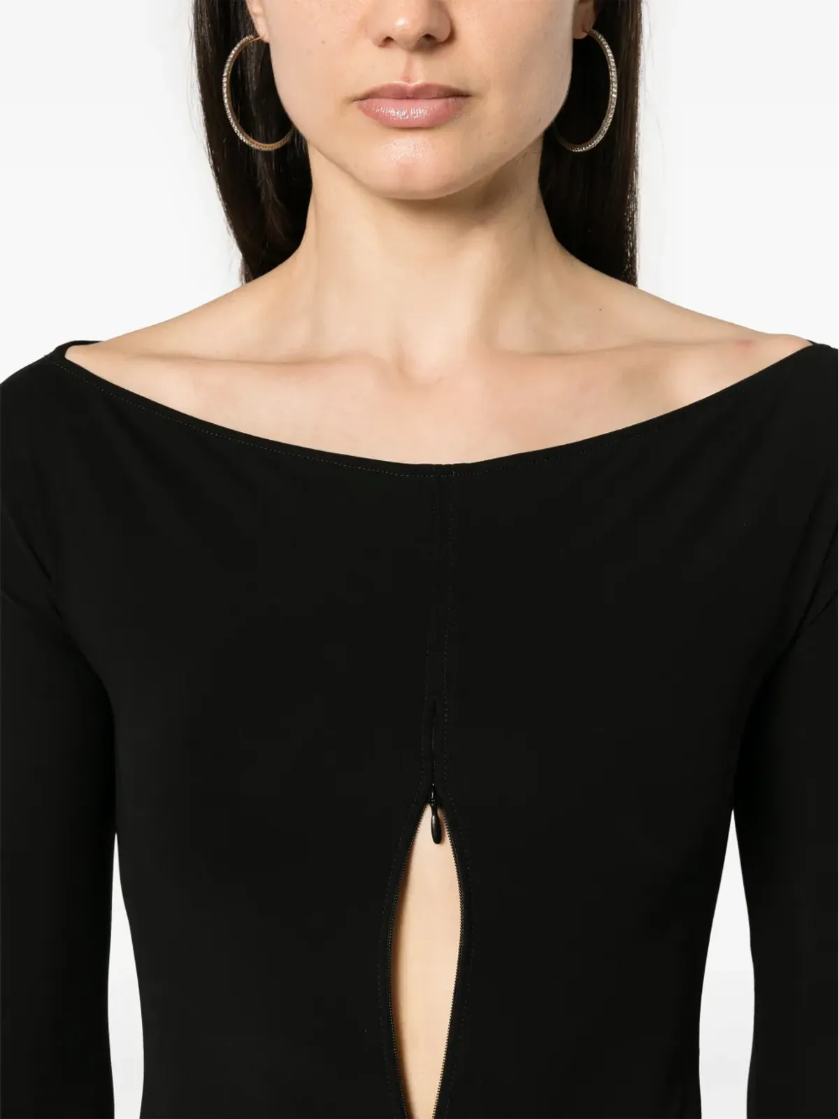 Courrèges ジップディテール ジャージー ボディスーツ - ブラック - 画像5