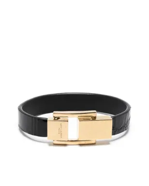 Saint Laurent ル・キャレ レザー ブレスレット - ブラック - サムネイル1