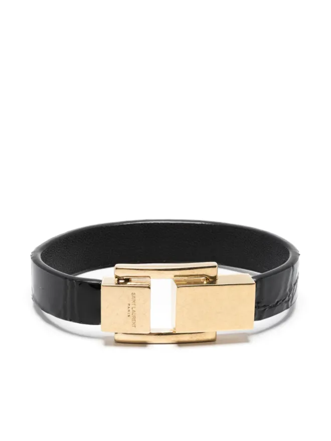 Saint Laurent Saint Laurent ル・キャレ レザー ブレスレット - ブラックの商品画像