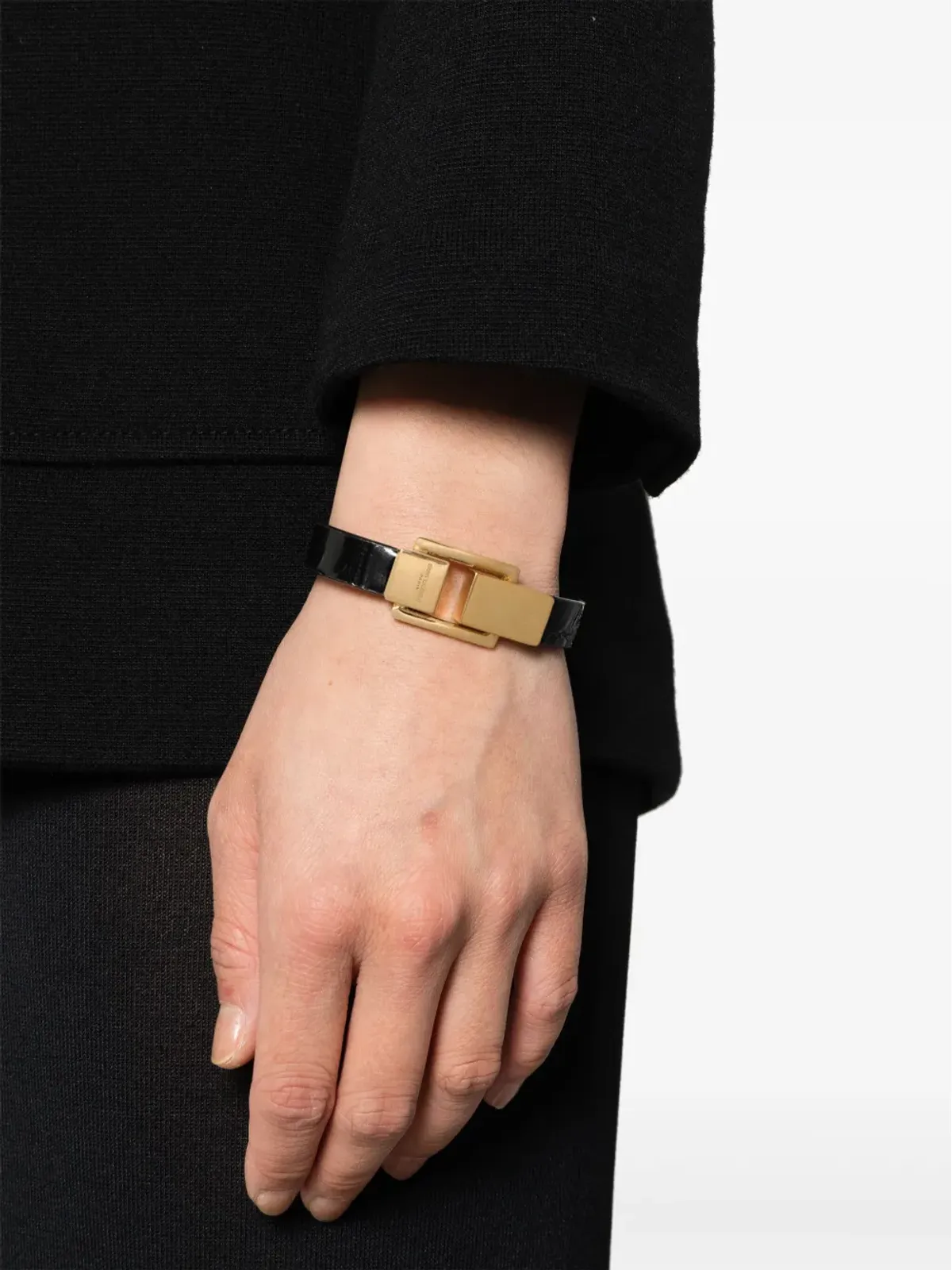 Saint Laurent ル・キャレ レザー ブレスレット - ブラック - 画像2