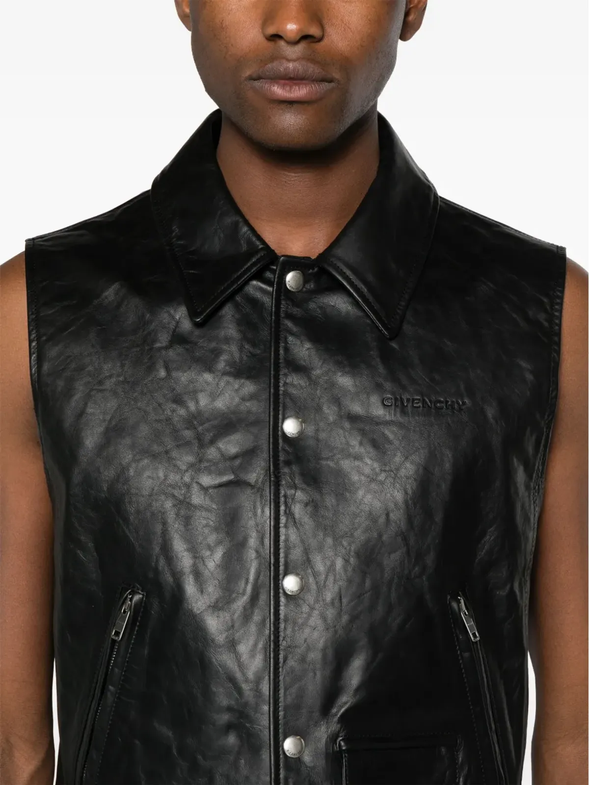 Givenchy プレススタッドレザー ジレ - 画像5