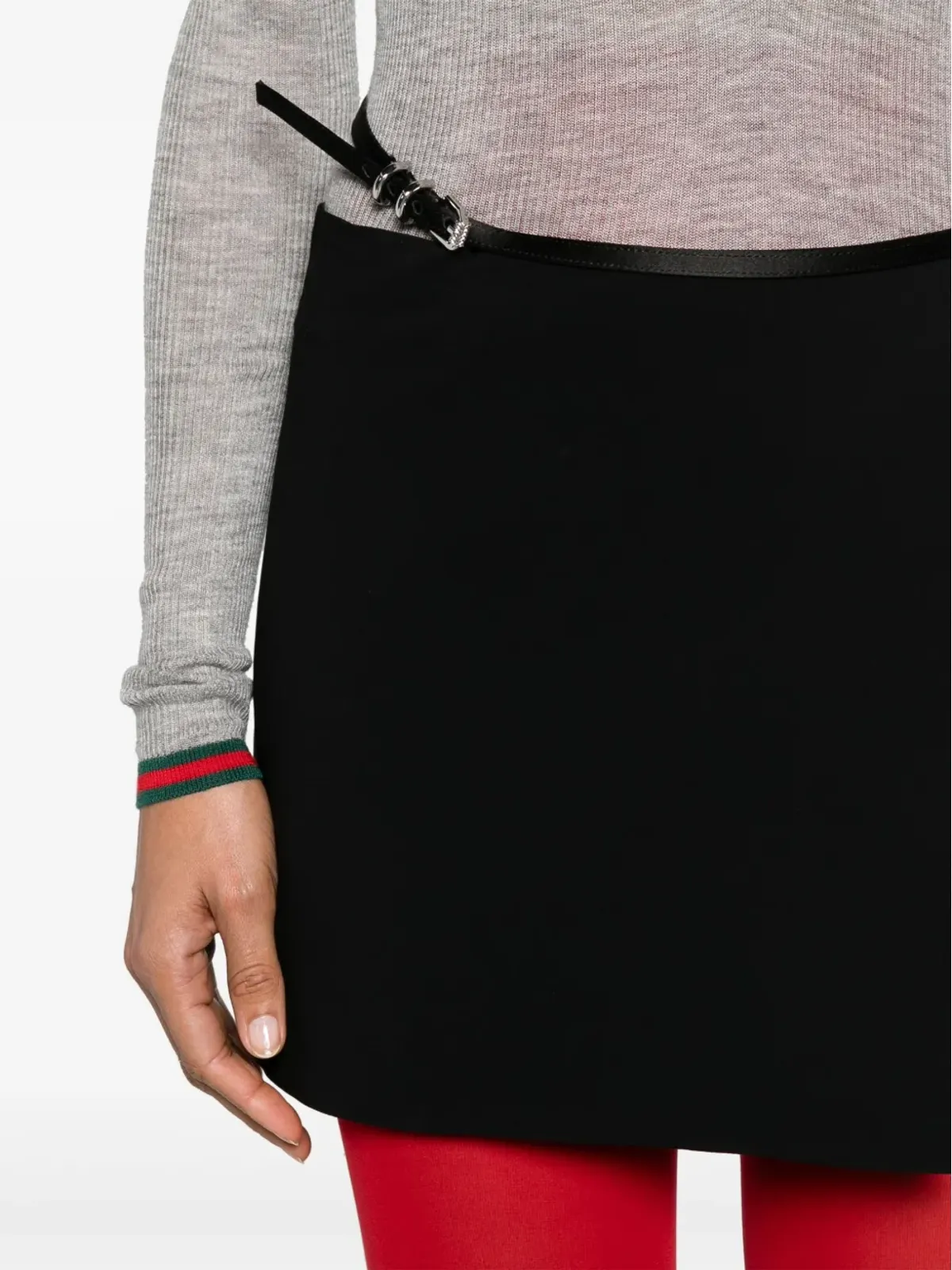 Givenchy ベルテッド ラップ ミニスカート - ブラック - 画像5
