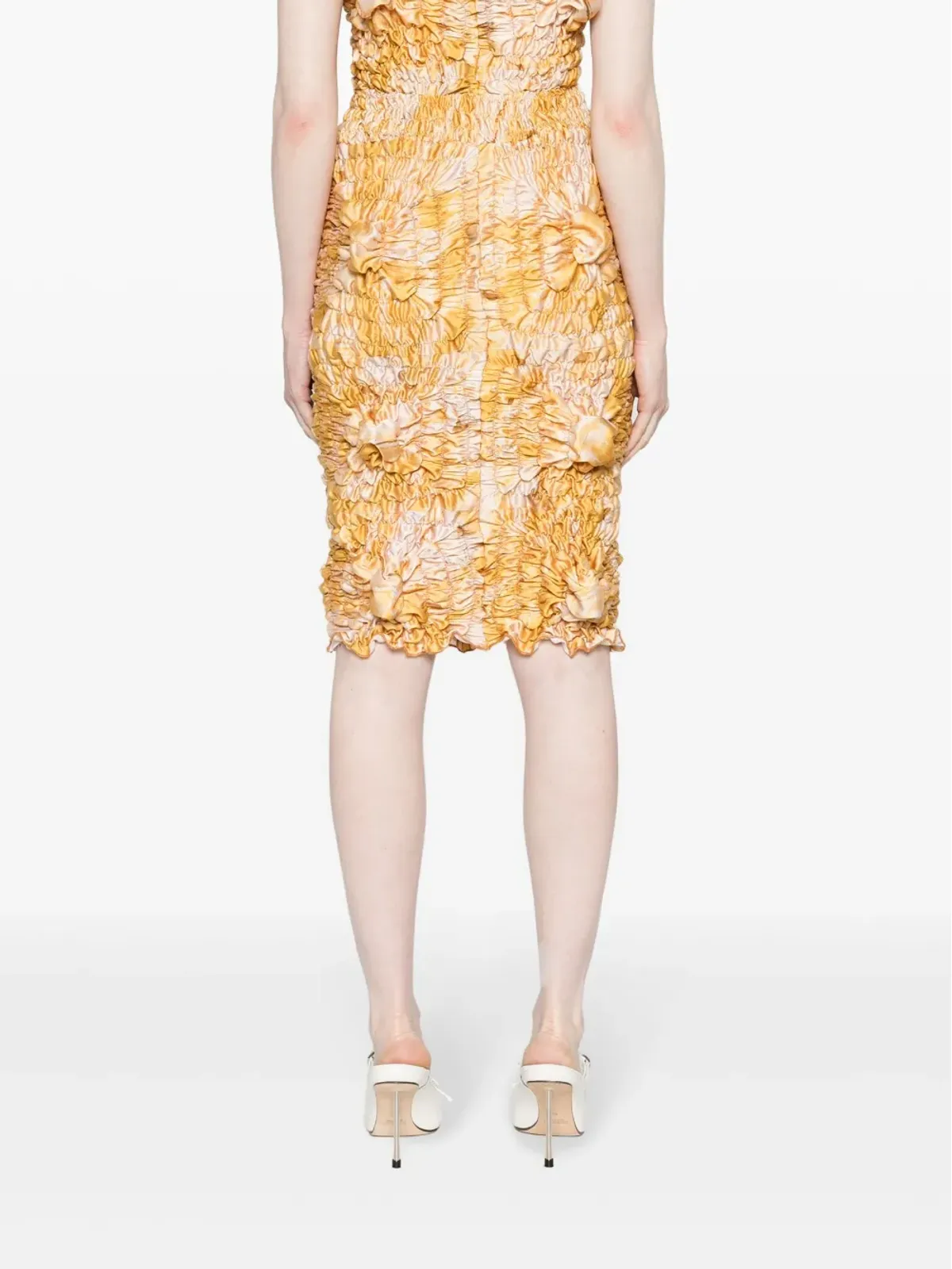 FEBEN Twist shirred pencil miniskirt - Yellow - 画像4
