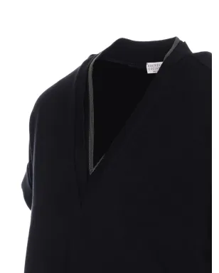 Brunello Cucinelli Vネックトップス ネックラインのメタリックディテール - ブラック - サムネイル3