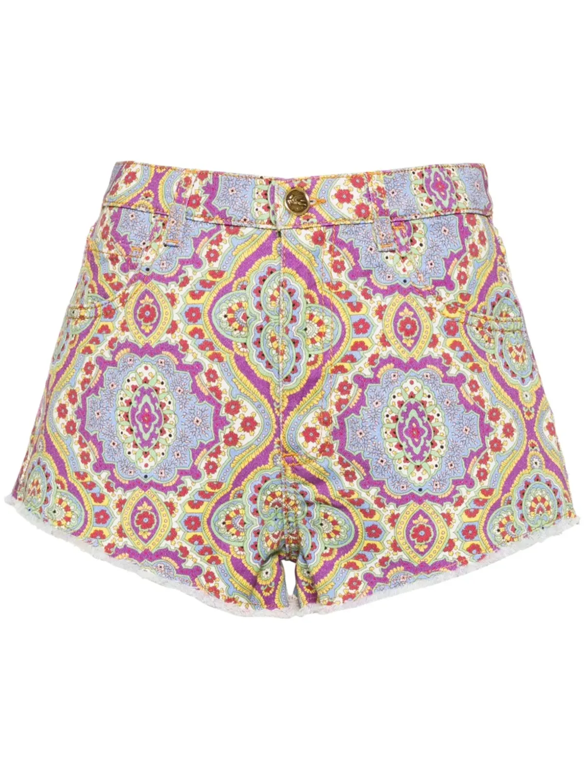 ETRO floral-print denim shorts - Blue - 画像1