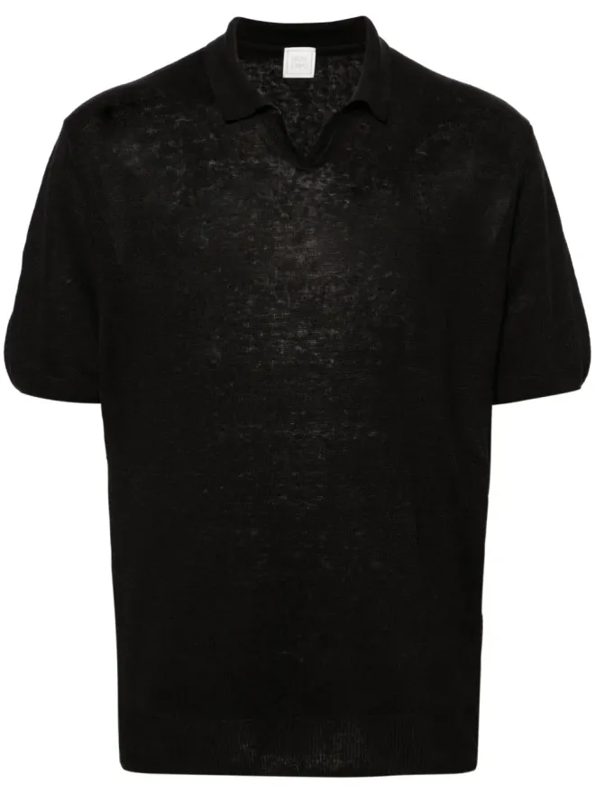 120% Lino 120% Lino 細編みリネンポロシャツ - Blackの商品画像