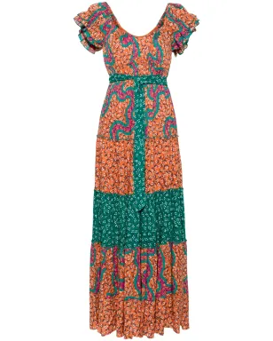 DVF Diane von Furstenberg アレハンドロ グラフィックプリント マキシドレス オレンジ - サムネイル1