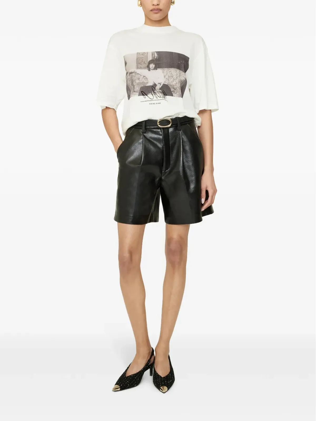 ANINE BING グラフィックプリント オーガニックコットン Tシャツ ホワイト - 画像2