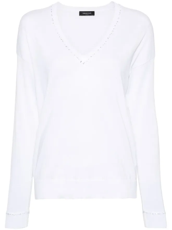 Fabiana Filippi Fabiana Filippi スパンコール付きコットンニット ジャンパー - ホワイトの商品画像