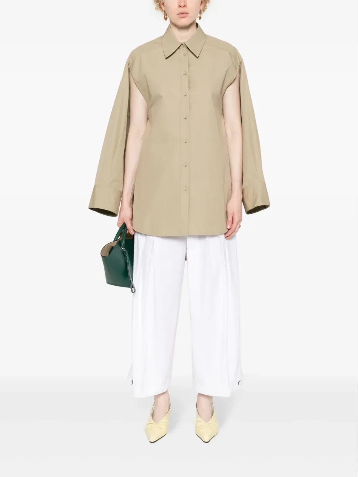 Jil Sander ポプリンコットンパンツ - ホワイト - 画像2